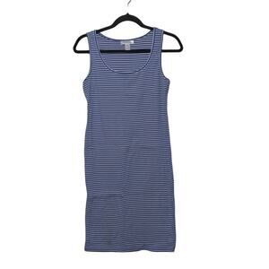 Motherhood Maternity Knit Maternity Tank Dress in Blue/White – Size M